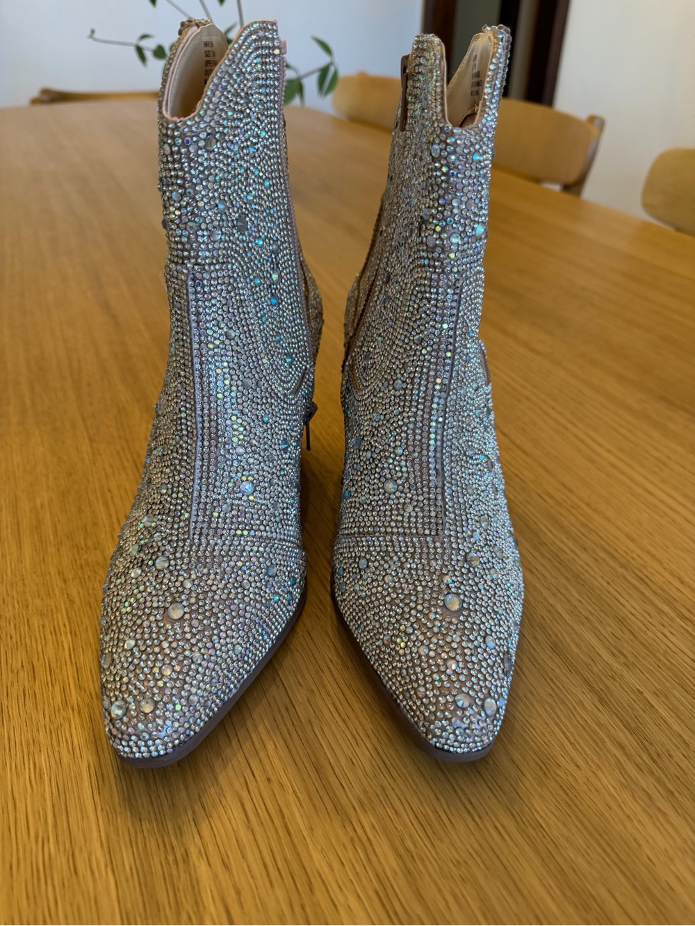 Matisse Silver Crystal-Embellished Pointed Toe Ankle Boots